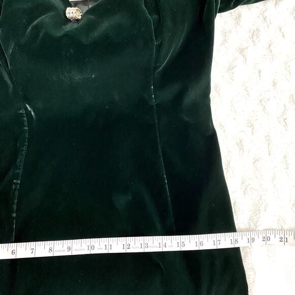 Vintage 80s Cachet by Bari Protas Green Velvet Evening Midi Dress 7/8 - Picture 8 of 8